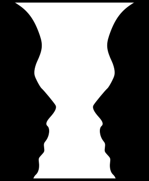 figure ground perception Profiles or vase